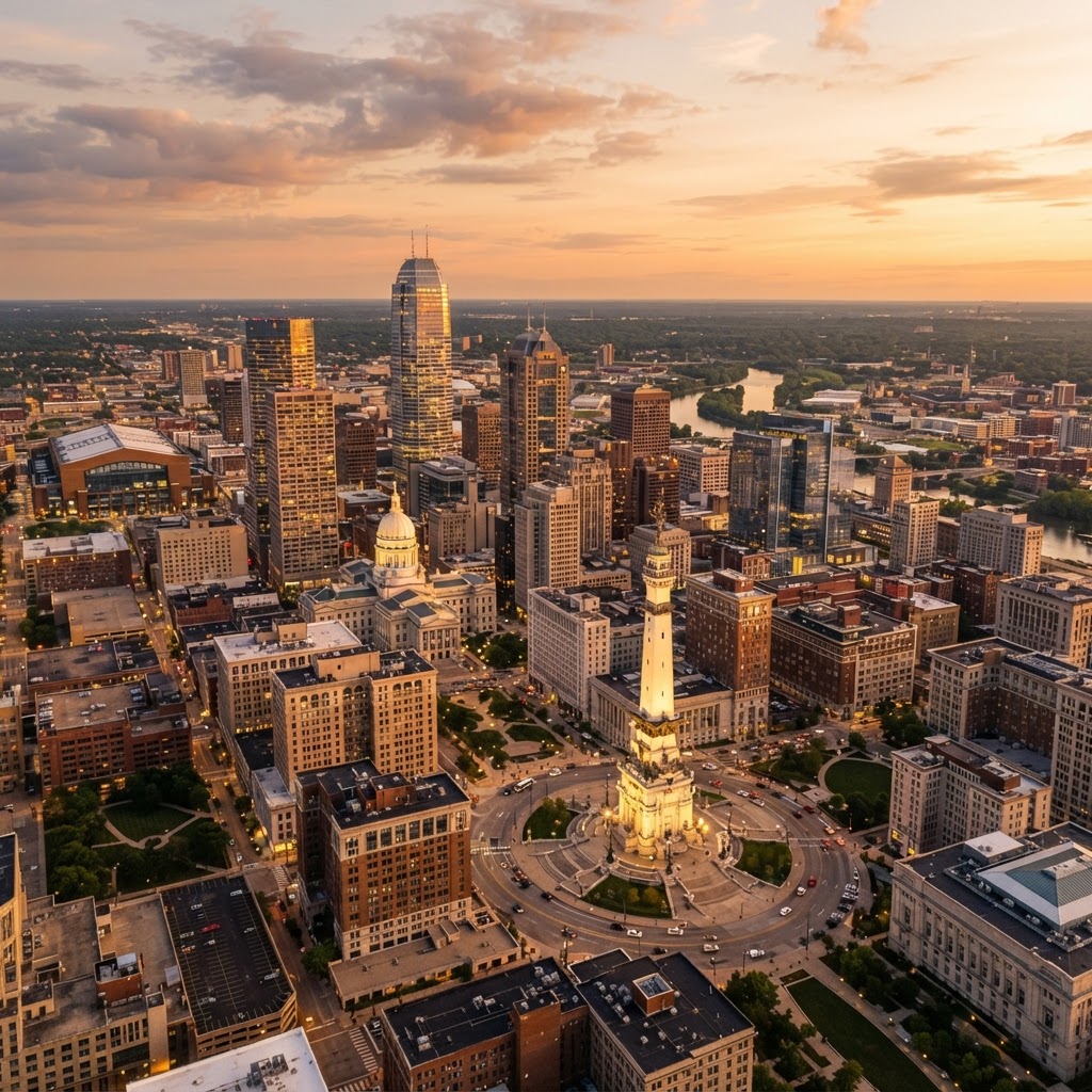Indianapolis IN skyline - Auxi Services coverage
