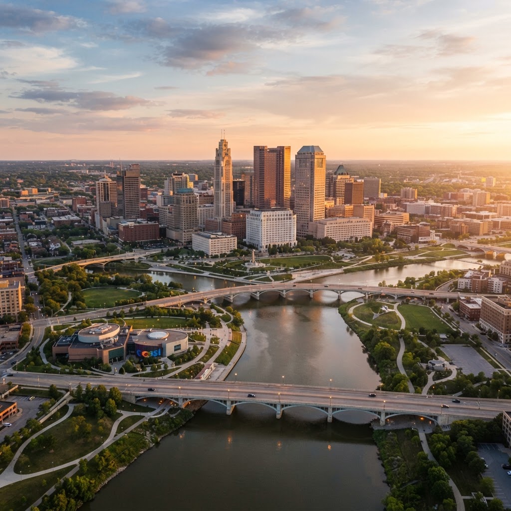 Columbus OH skyline - Auxi Services coverage