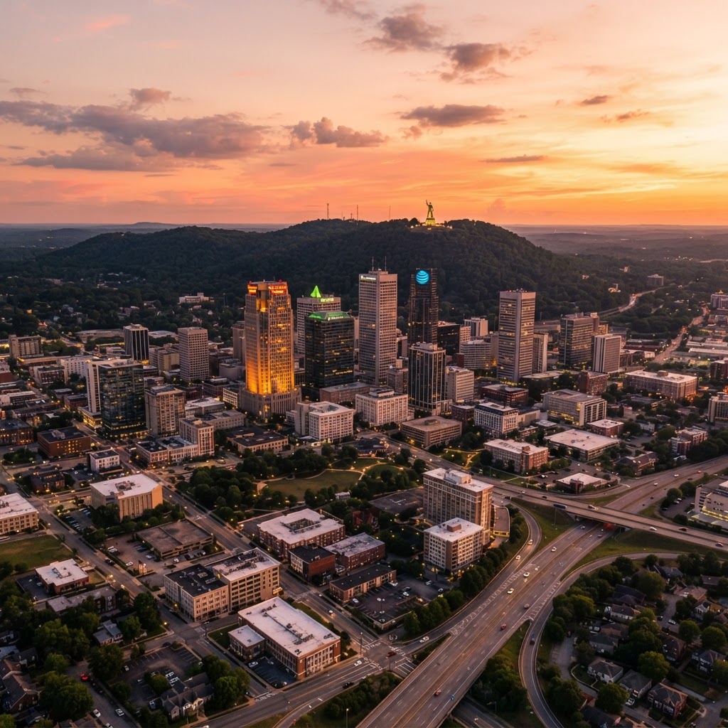 Birmingham AL skyline - Auxi Services coverage