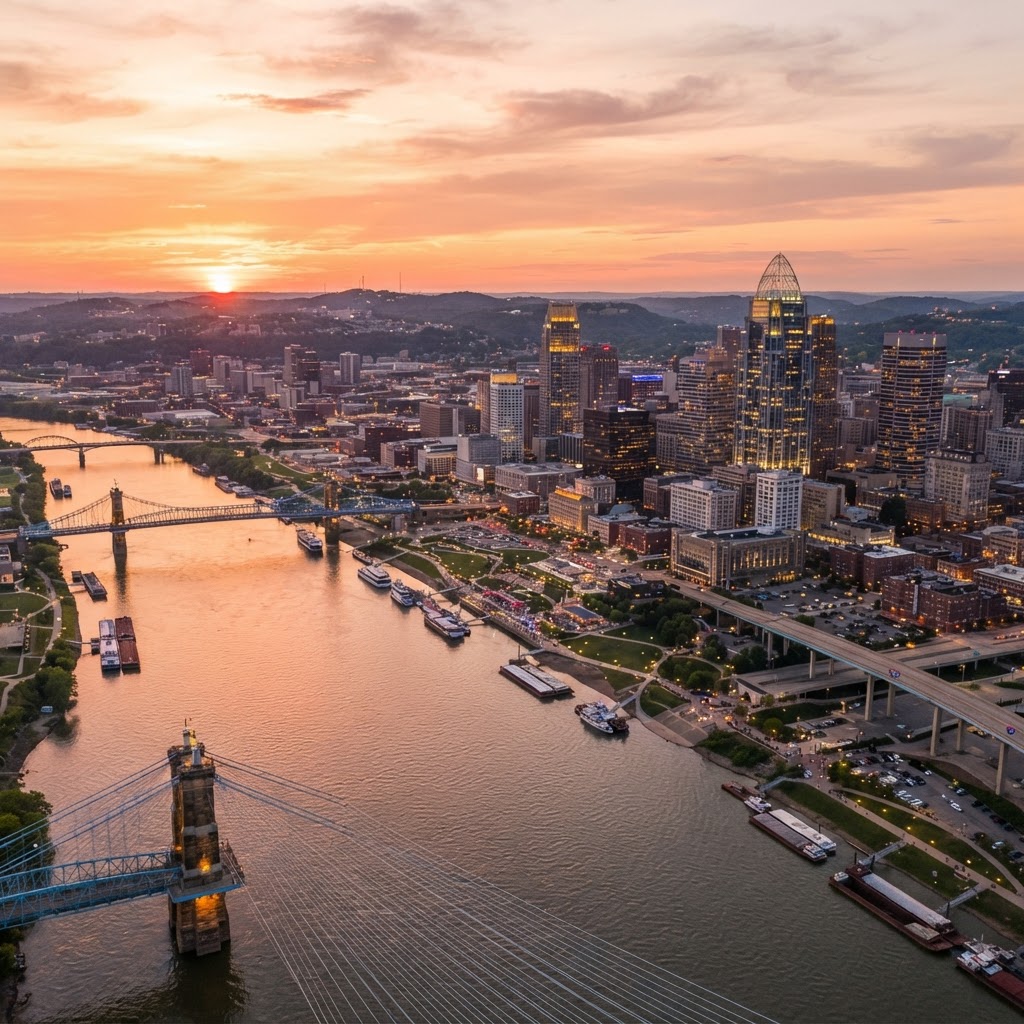 Cincinnati OH skyline - Auxi Services coverage