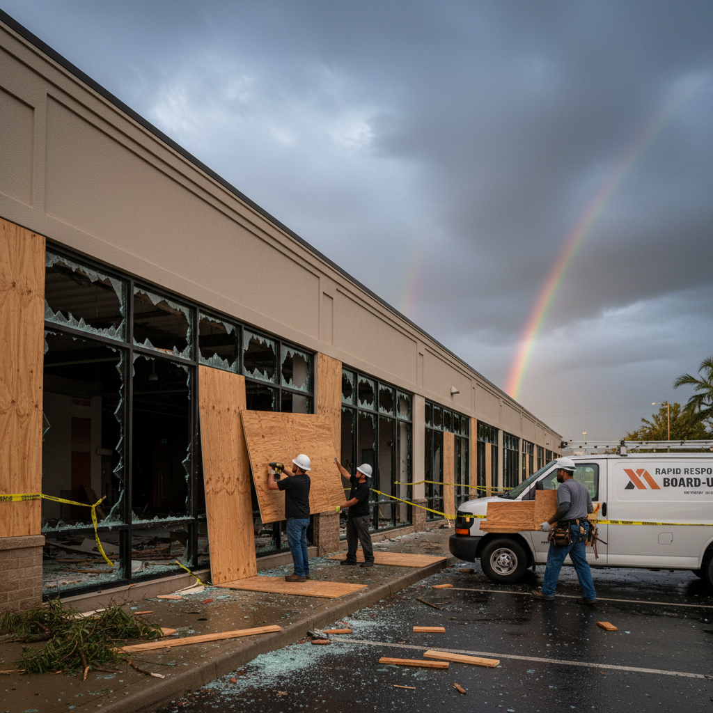 Emergency Storm Damage Board-Up for Commercial Property