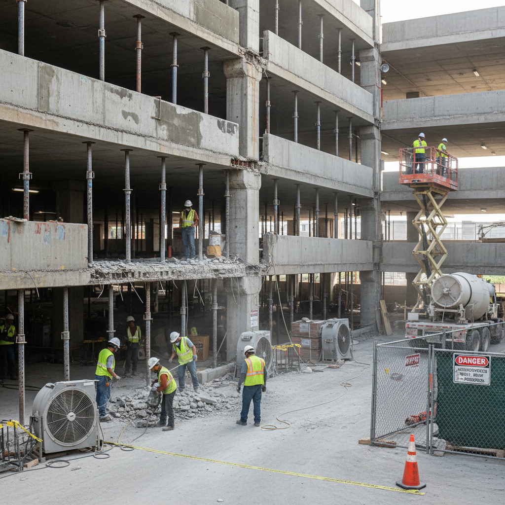 Parking Garage Concrete Restoration: Structural Repairs Complete with 85% Garage Availability