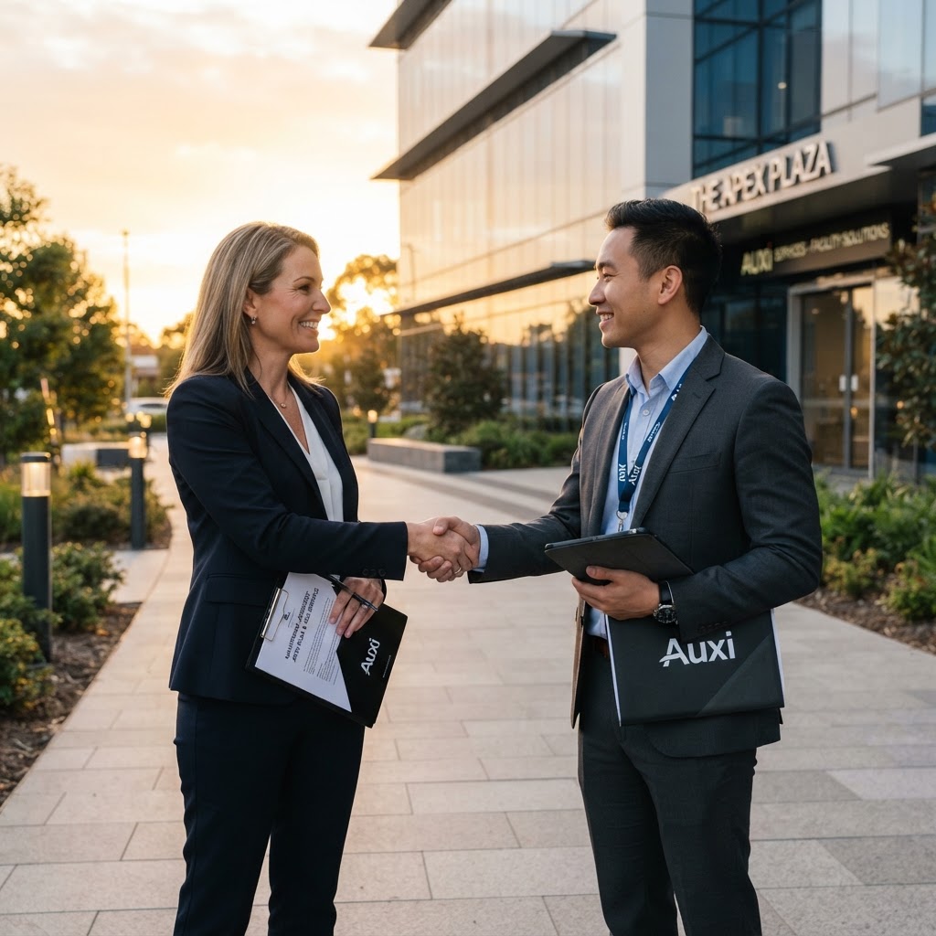 Auxi Services coordinator meeting with property manager