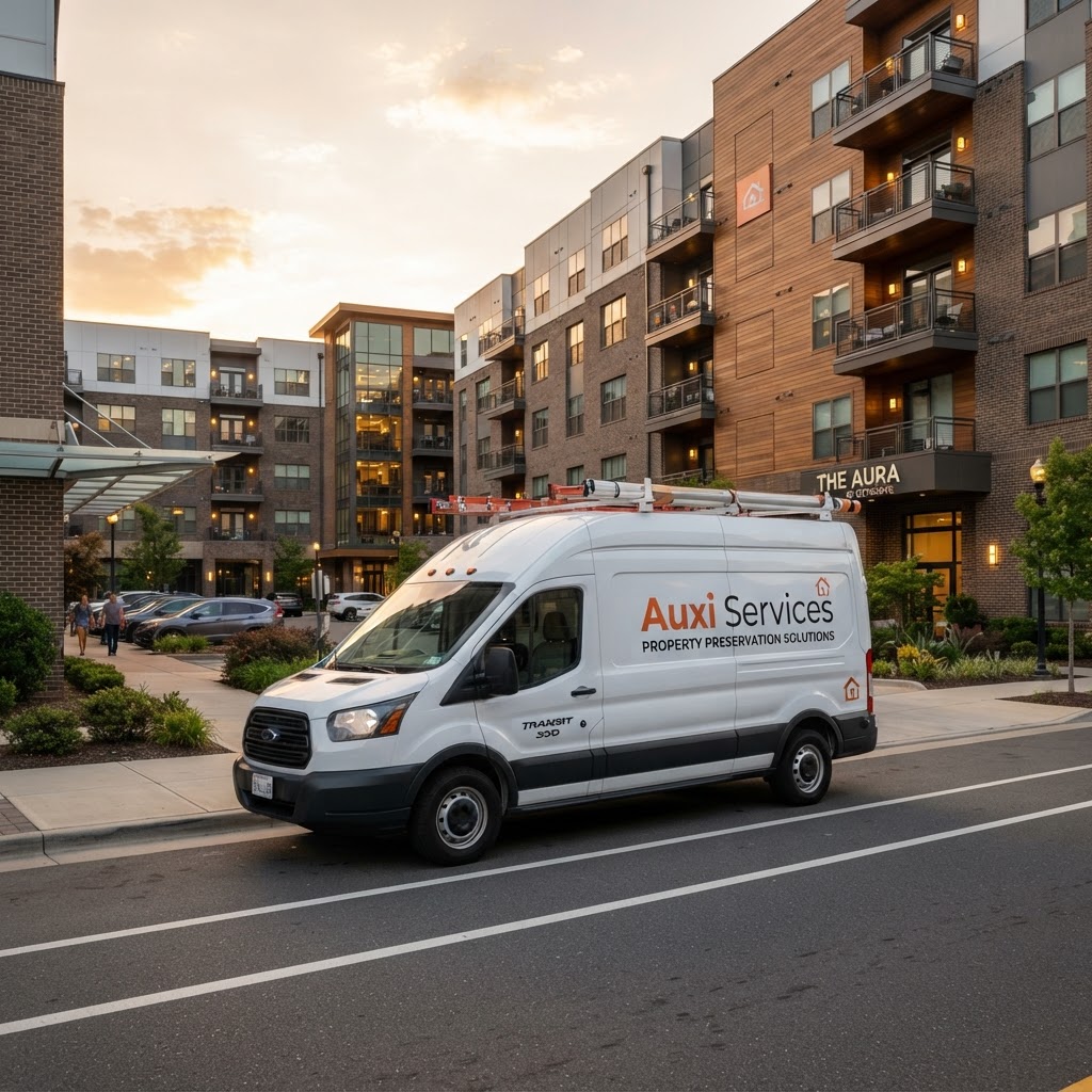 Auxi Services commercial maintenance van and property