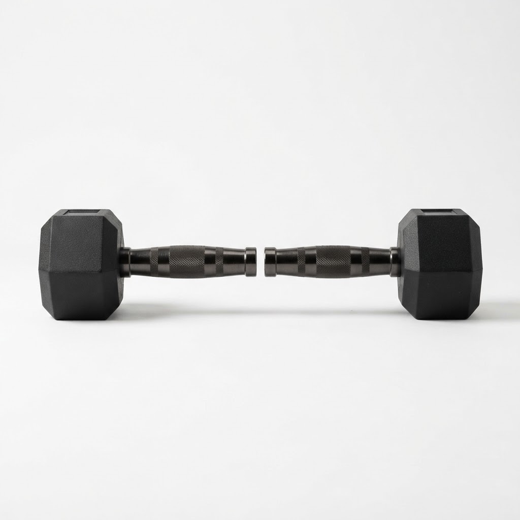 Rubber Hex Dumbbell Pair with Textured Handles