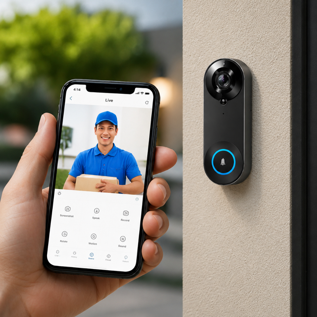 Cryptronics Cryptronics 1080P Smart Video Doorbell Camera — Tuya App Wireless Battery Doorbell for Airbnb host security, cameras, and no-monthly-fee smart security product view 4