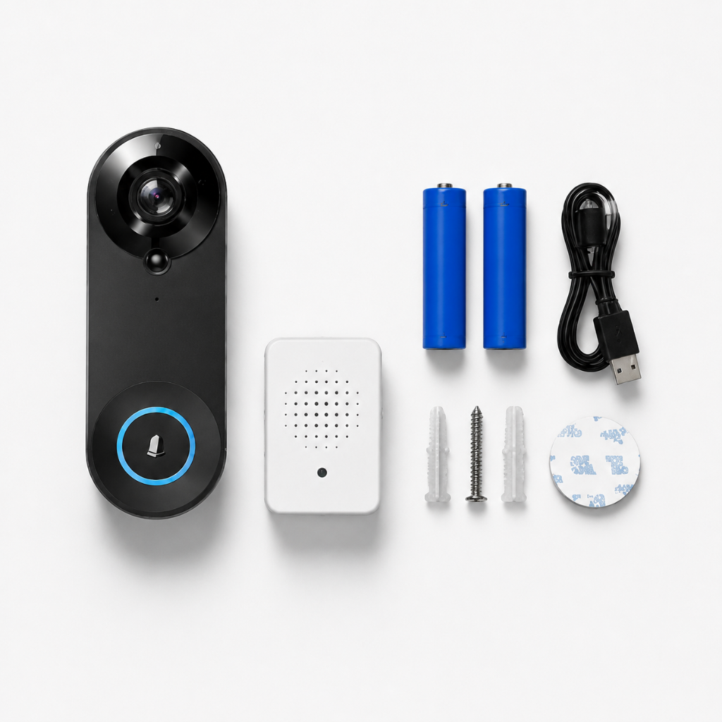 Cryptronics Cryptronics 1080P Smart Video Doorbell Camera — Tuya App Wireless Battery Doorbell for Airbnb host security, cameras, and no-monthly-fee smart security product view 3