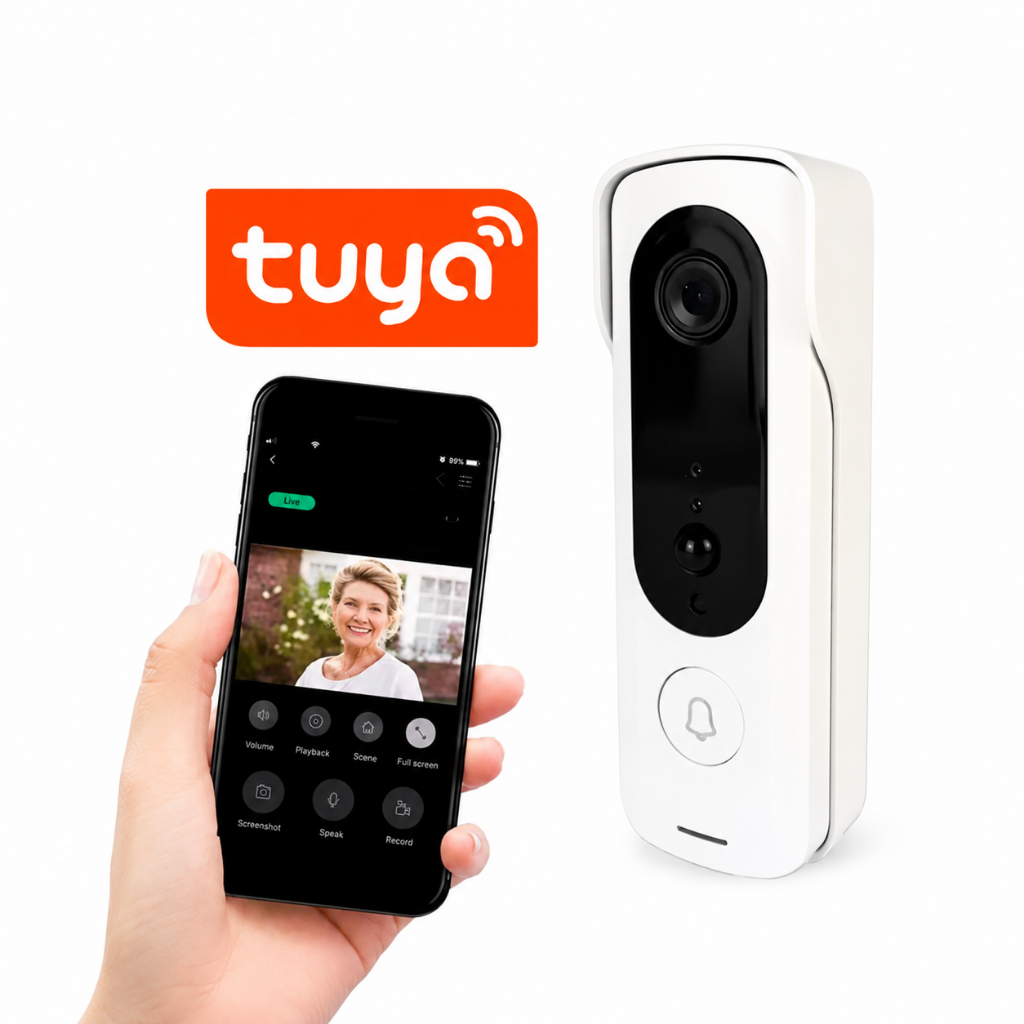 Cryptronics Cryptronics 1080P Smart Video Doorbell Camera — Tuya App Wireless Battery Doorbell for Airbnb host security, cameras, and no-monthly-fee smart security product view 2