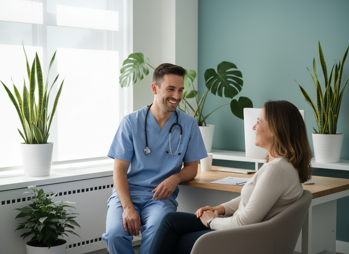 Healthcare provider caring for patient