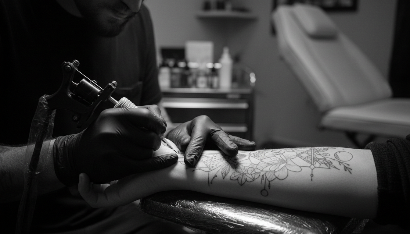 Tattoo artist at work