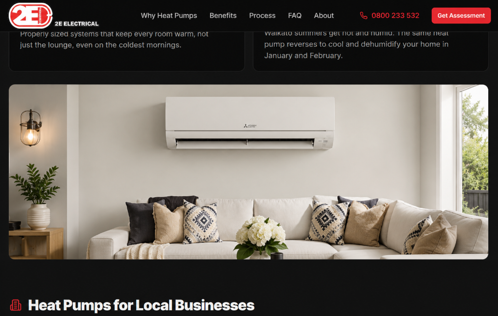 Wall-mounted heat pump installed in a modern Cambridge living room