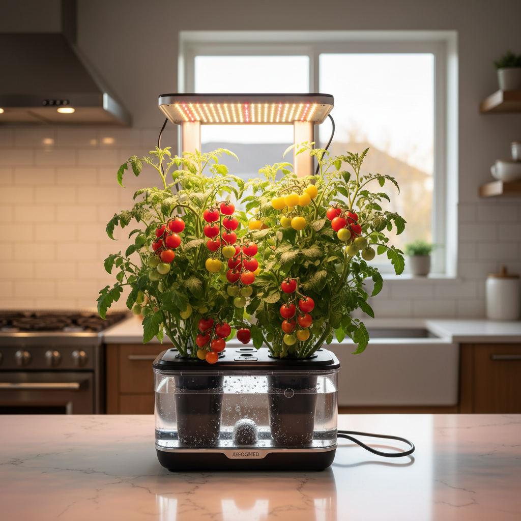 AeroGarden indoor tomato growing