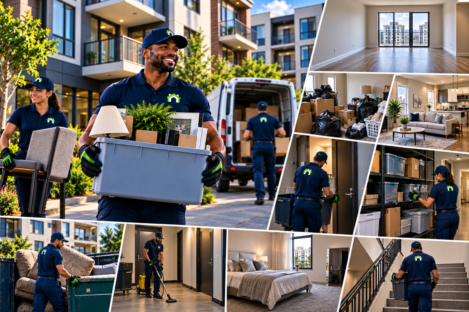CleanOutz property management crews handling move-outs, unit turns, cleaning, and staging across apartment communities.