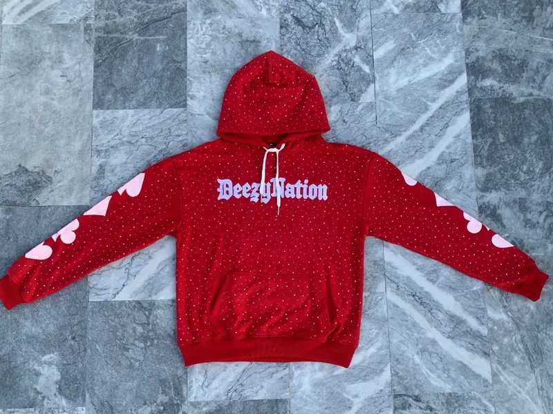 DeezyNation Rhinestone Hoodie — Red