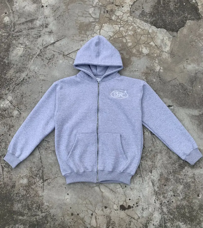 TSRC Embroidered Zip Hoodie — Grey