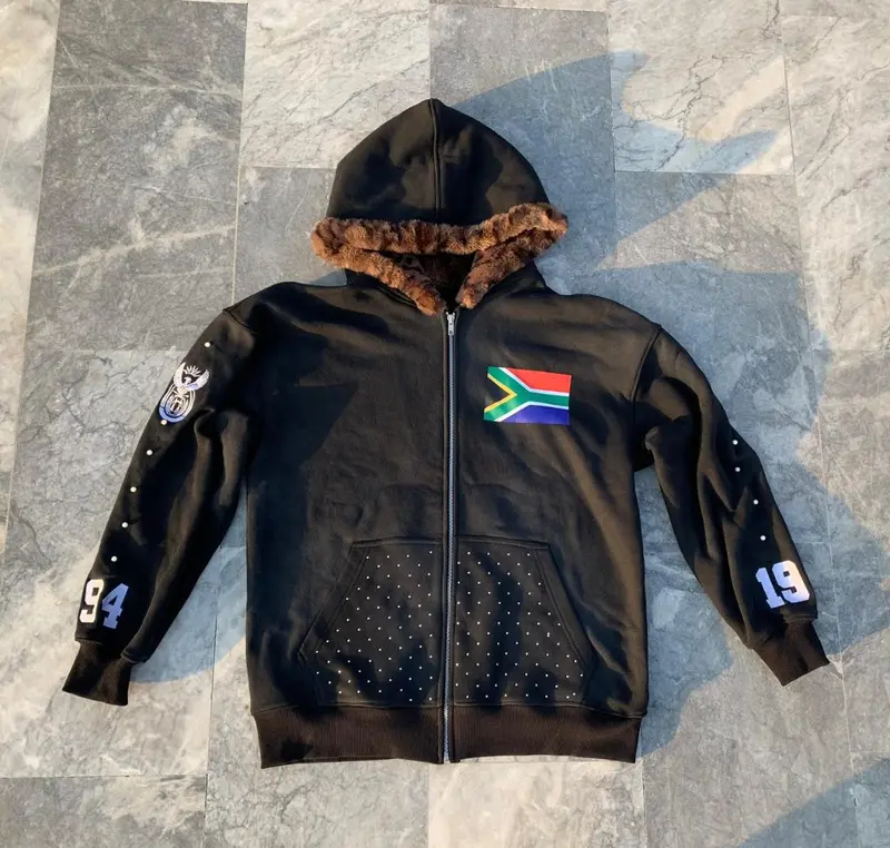 SA Flag Fur-Hood Zip Jacket