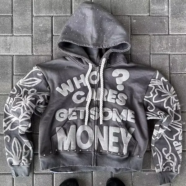 Puff print hoodie with raised lettering