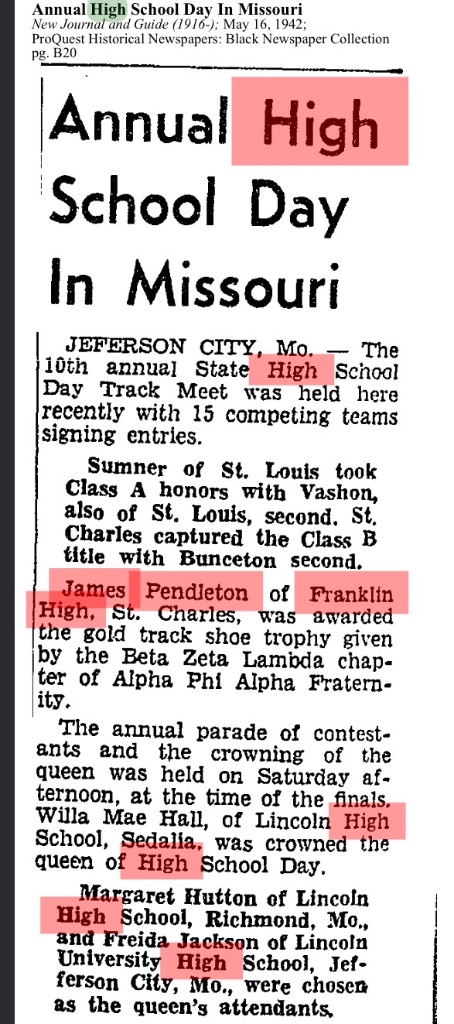 Annual High School Day In Missouri — New Journal and Guide, May 16, 1942