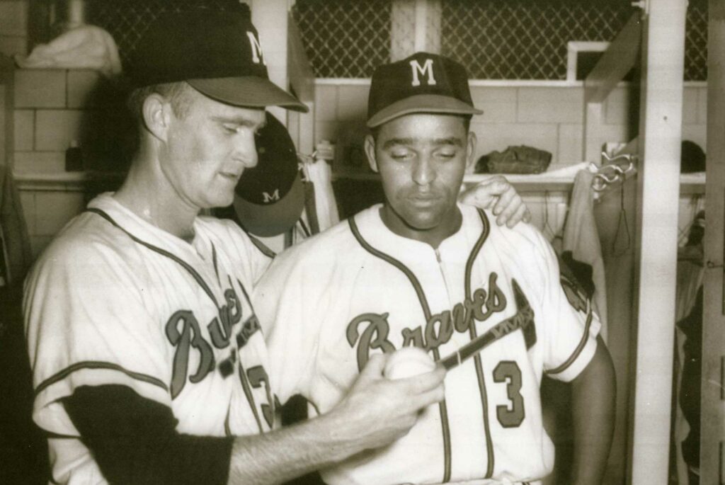 Jim Pendleton and Lew Burdette, Milwaukee Braves Locker Room, circa 1953–1957