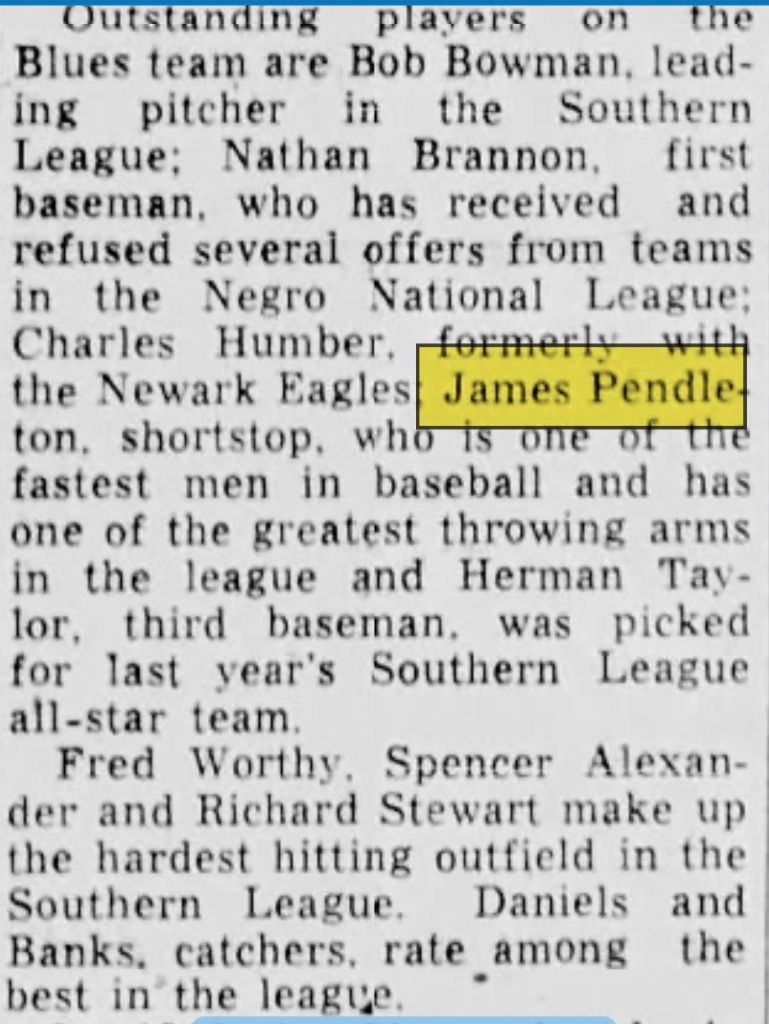 Outstanding Players on the Blues — Newspaper Excerpt