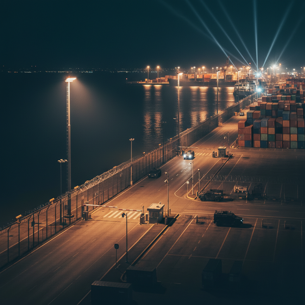 Haven beveiliging bij nacht