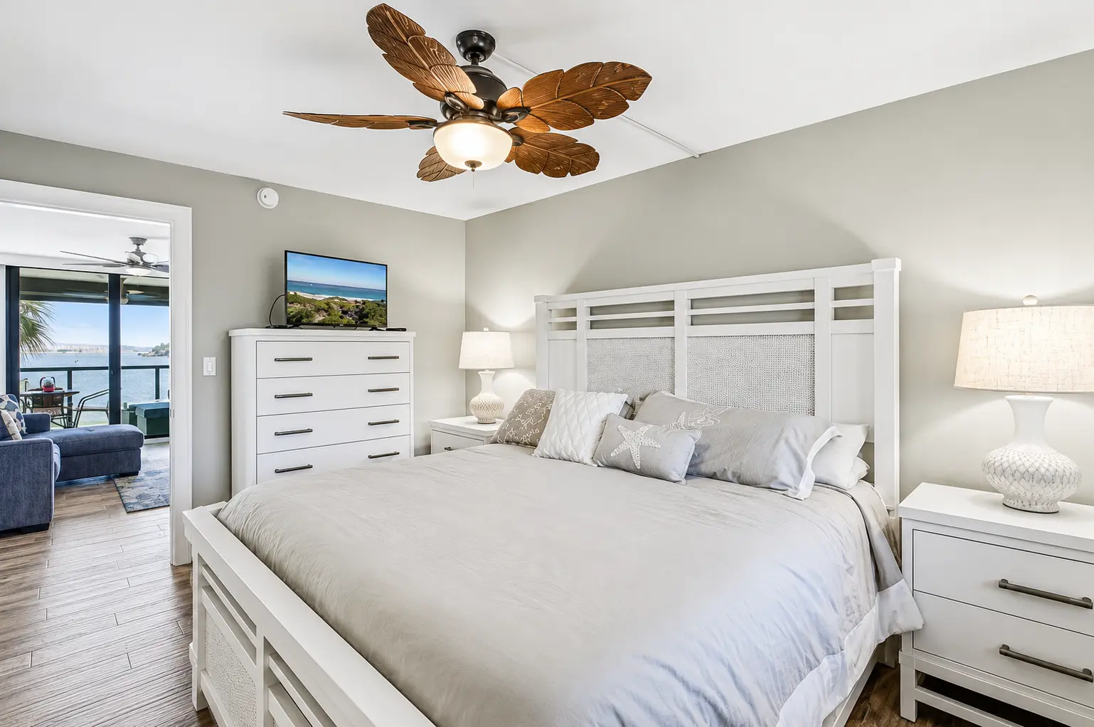 Master bedroom with king bed at Bottlenose Pointe Marco Island condo rental