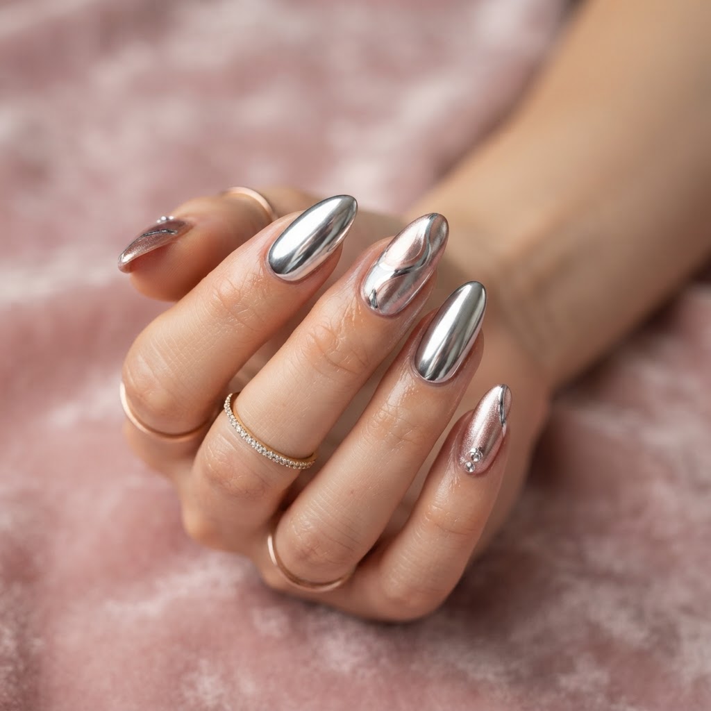 AI-generated Chrome nail design