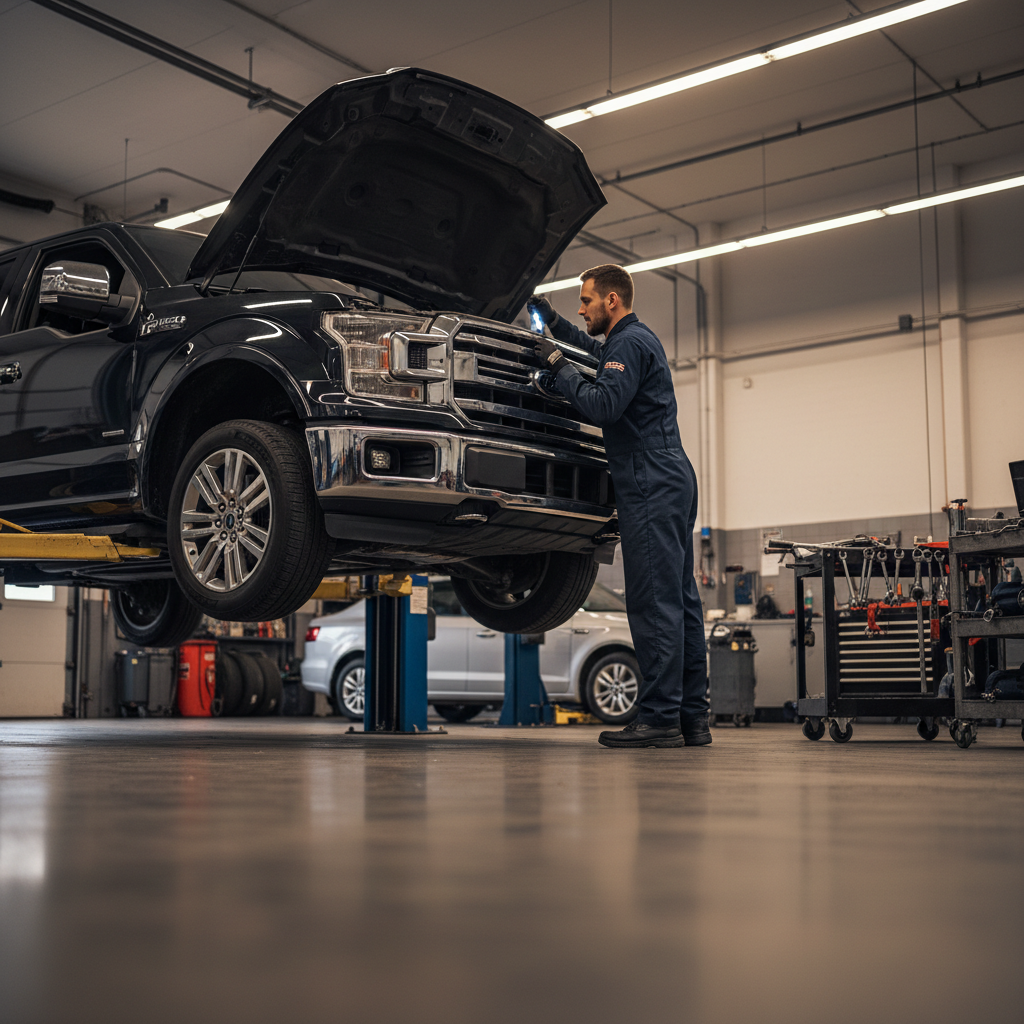 Technician working on a truck