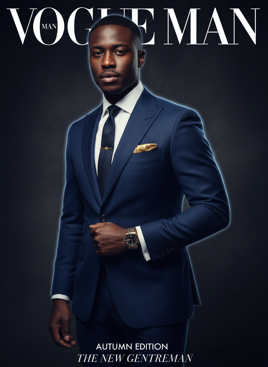 Stylish man in navy blue bespoke suit at Estep's The Nu Look Charleston WV