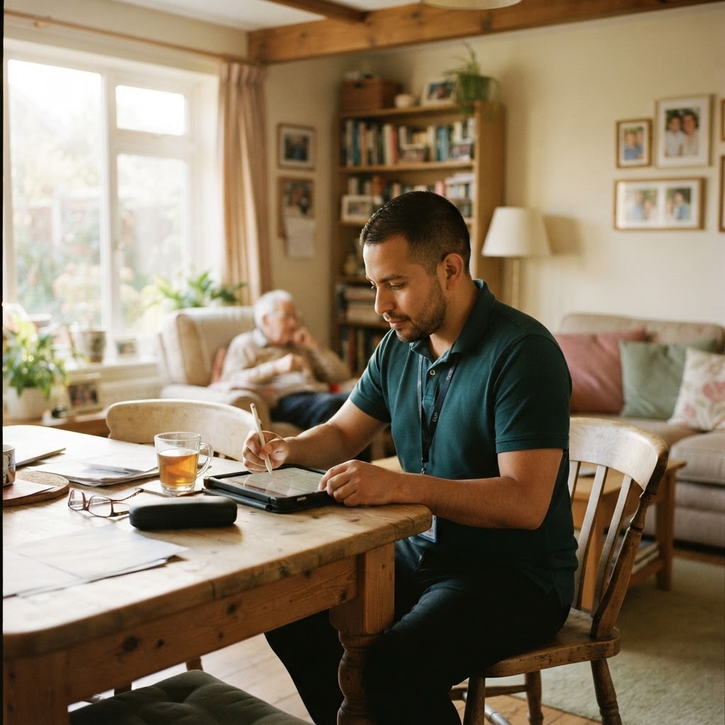 Caregiver documenting care
