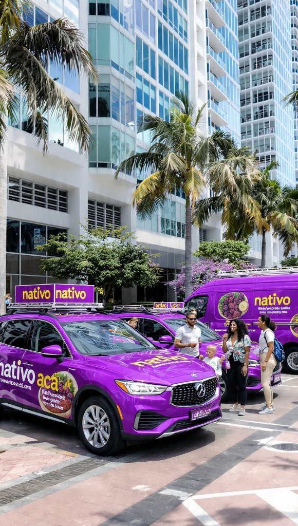 Nativo Acai wrapped fleet in Brickell Miami
