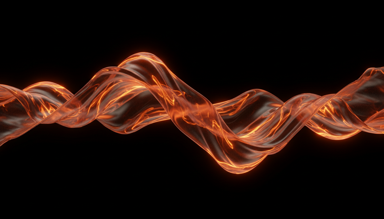 Abstract liquid sound wave in deep orange and black