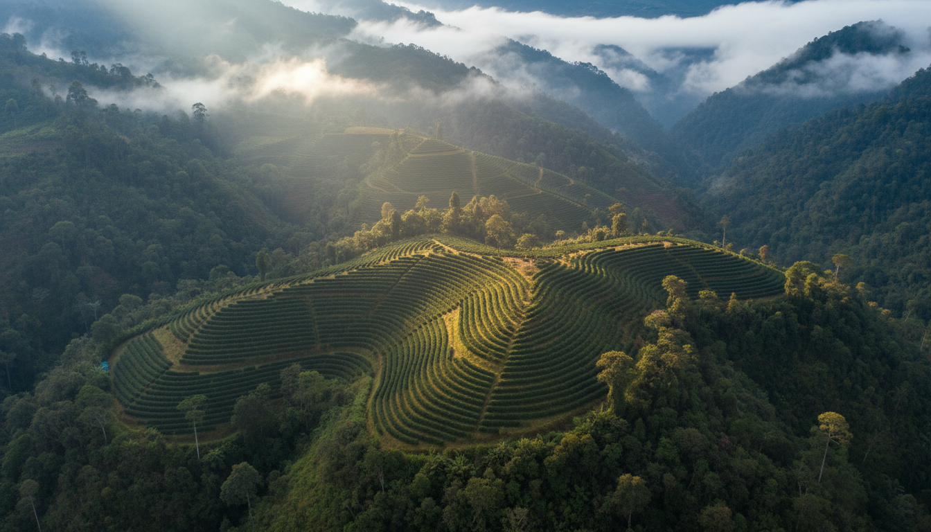 Aerial view of Yungas coffee plantation