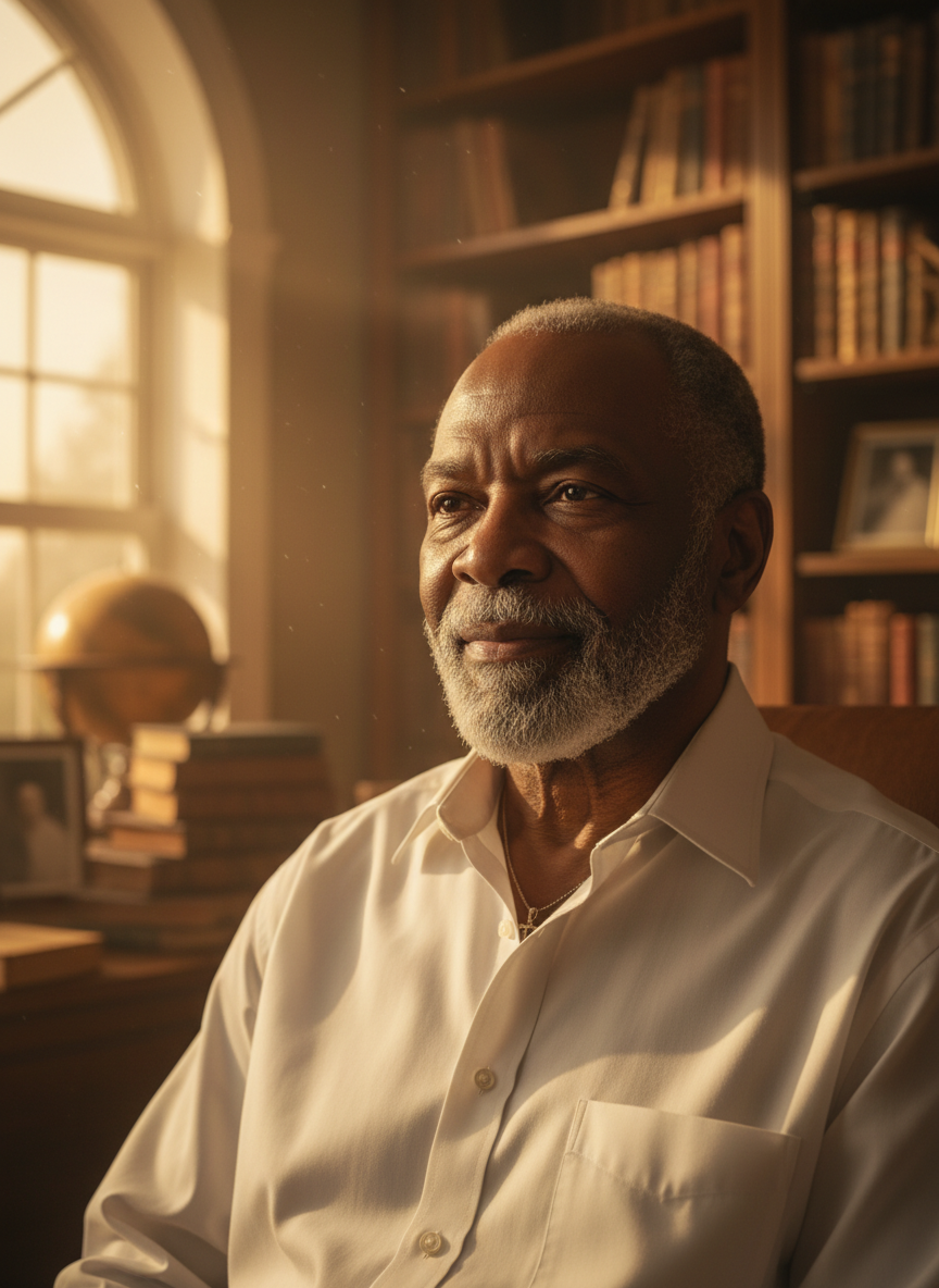 Retired pastor in quiet contemplation