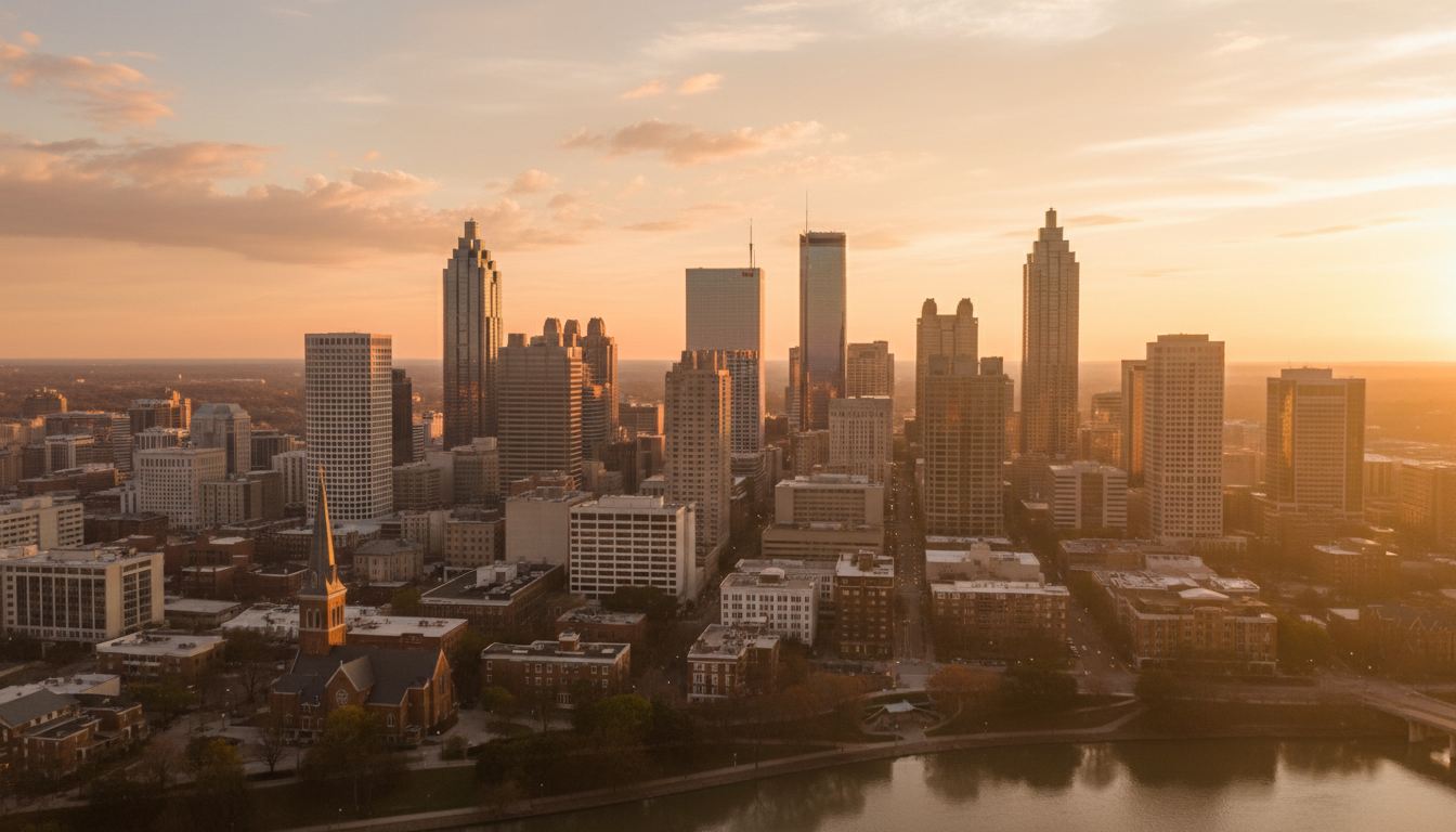 Atlanta skyline at sunset
