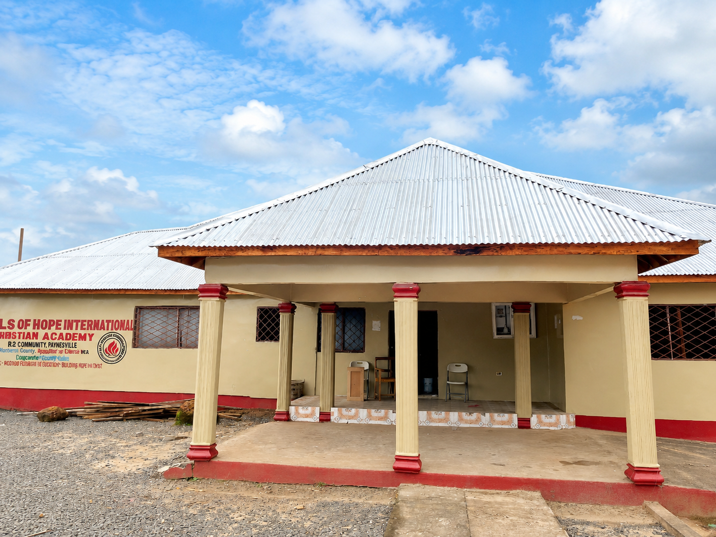 Construction progress of Petals of Hope Christian Academy in Liberia