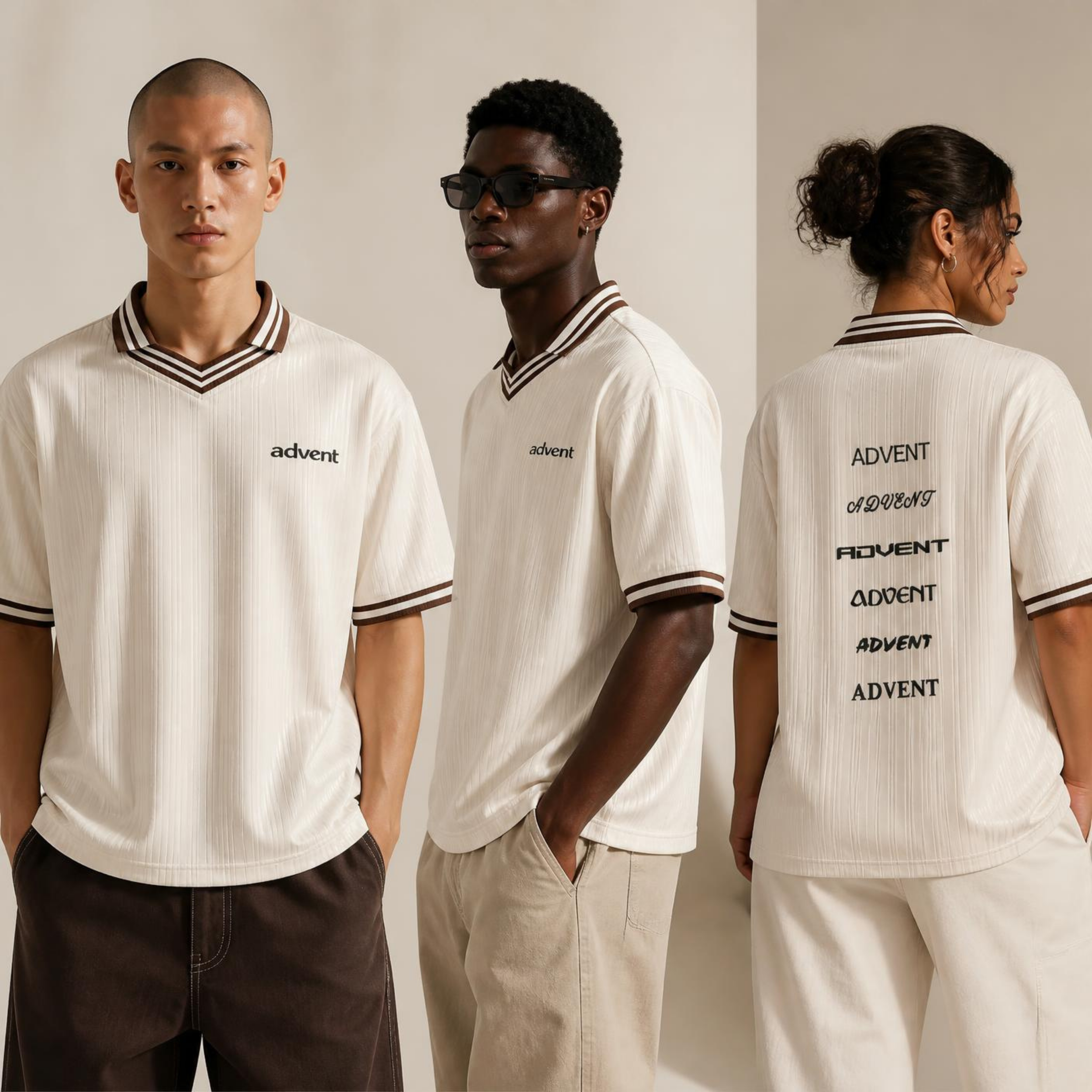 Pinstripe Polo — Cream