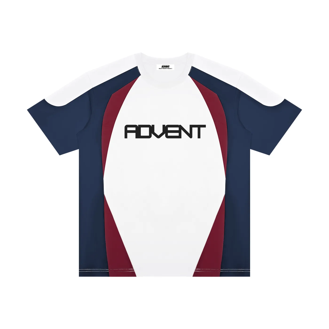 Colourblock Raglan Tee — Burgundy / Navy