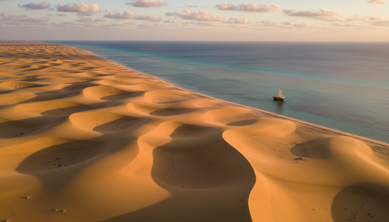 Kuwait desert coastline with Arabian Gulf waters