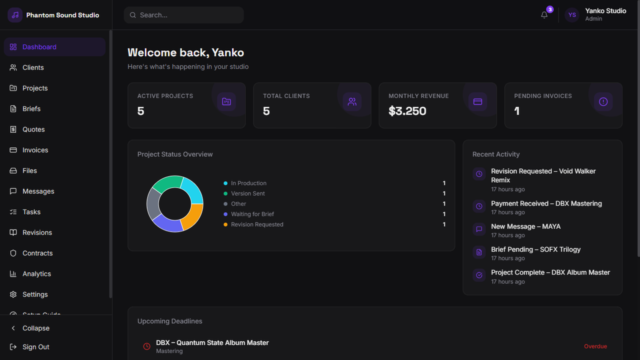 StudioFlow Client Portal template preview