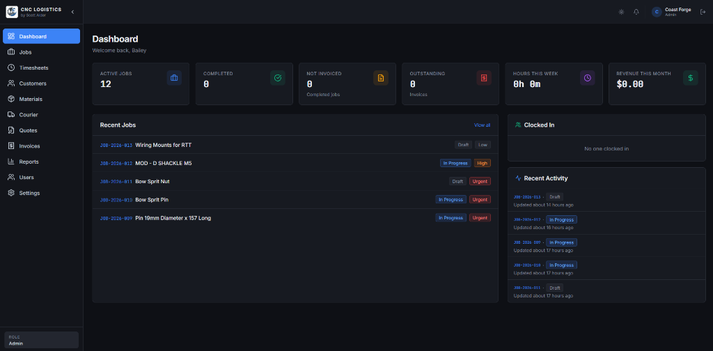 CNC Logistics — Timesheet & Job Board
