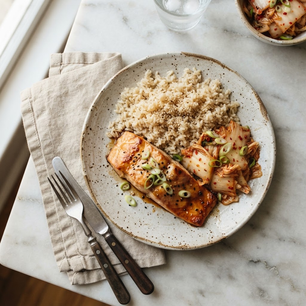 Miso-Glazed Salmon with Fermented Veg