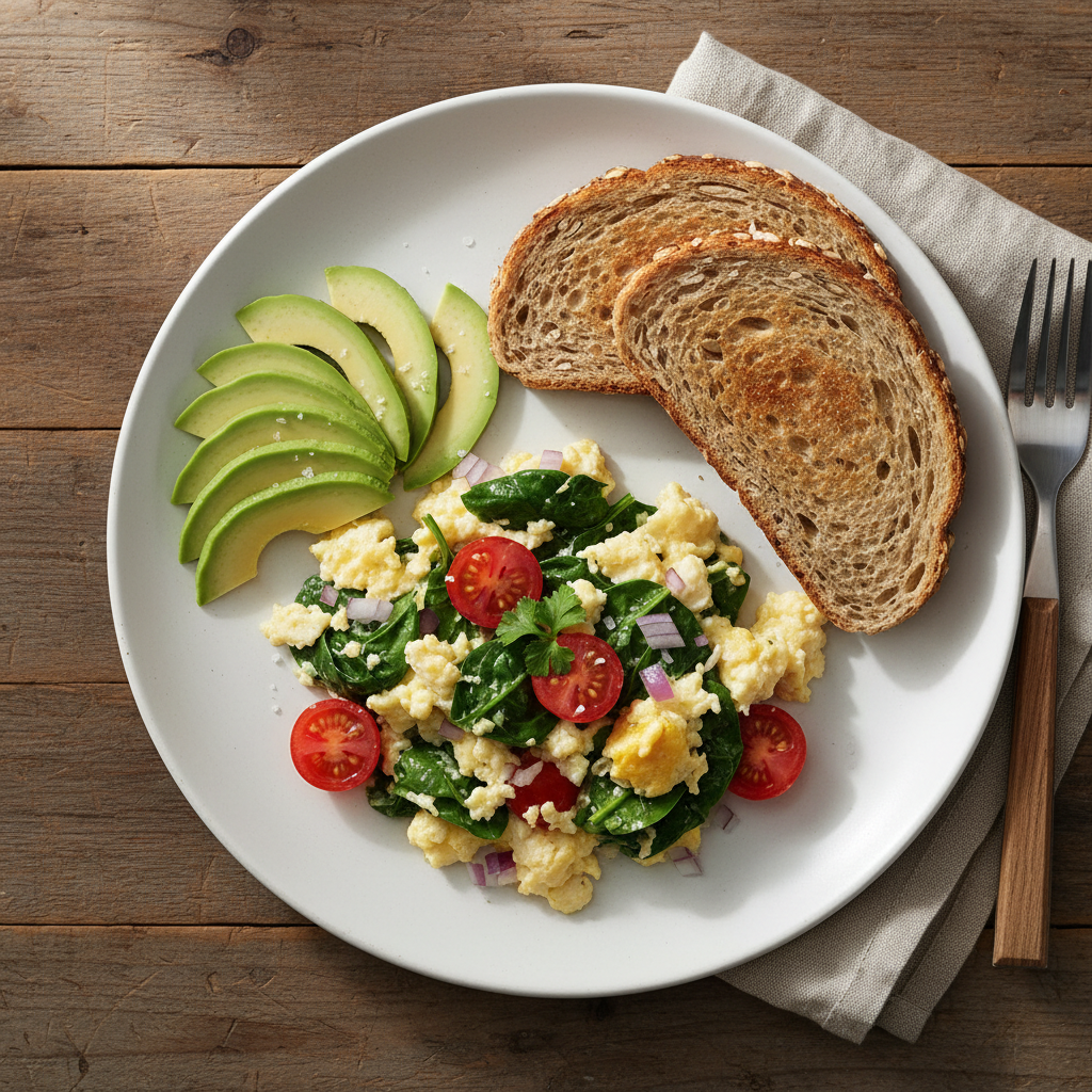 Veggie & Egg Scramble with Avocado