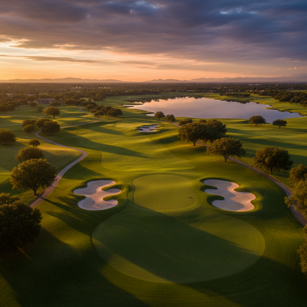 Golf course at golden hour