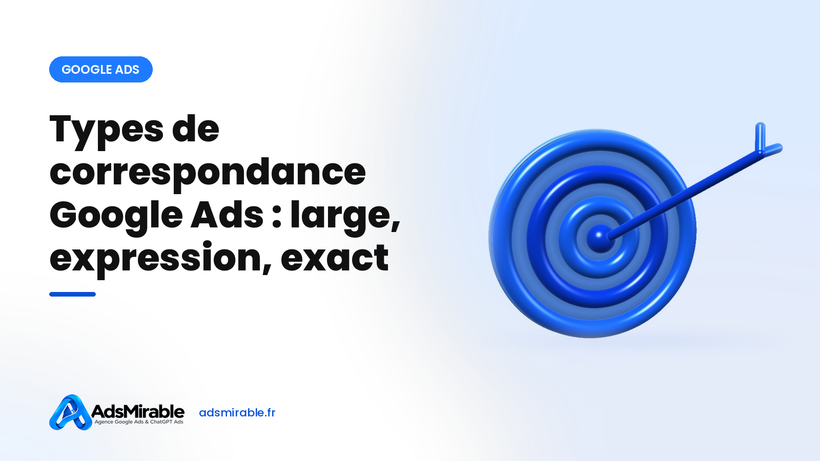 Types de correspondance Google Ads : requête large, expression exacte et mot clé exact