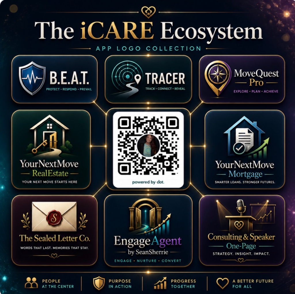 The iCARE Ecosystem App Logo Collection \u2014 a 3x3 grid of partner app logos