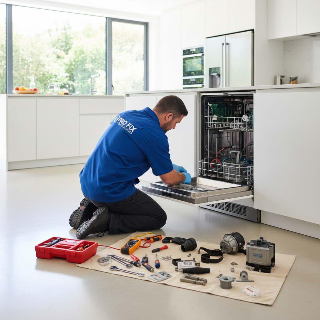 Appliance repair technician fixing a machine in Christchurch