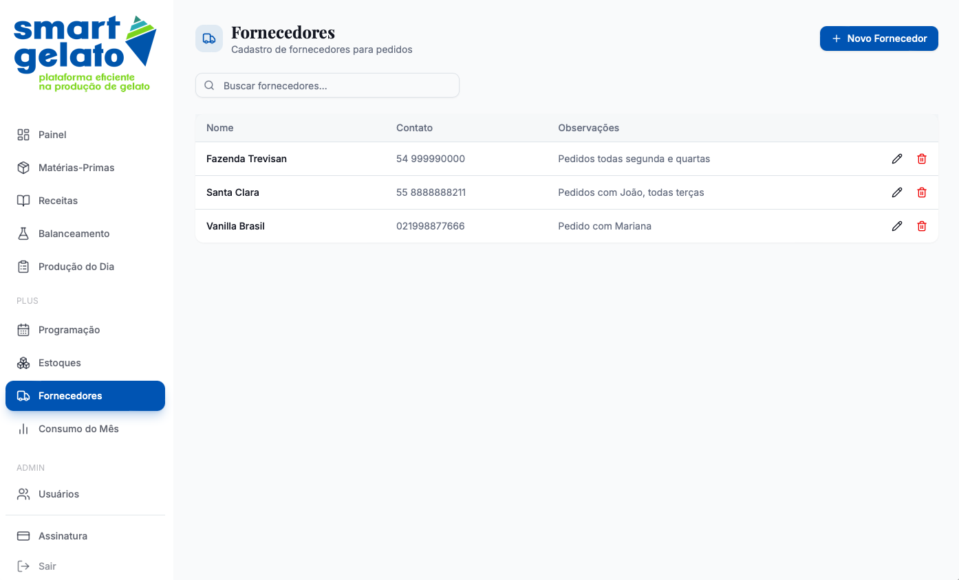 Fornecedores