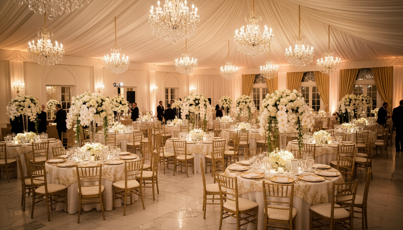 Luxury ballroom event setup
