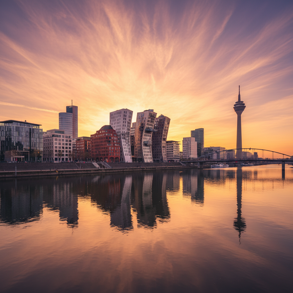 Düsseldorf Medienhafen Skyline – Gehry Bauten Rheinturm | Lemon Times